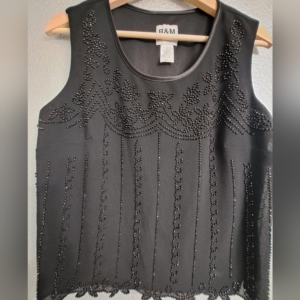 R & M Richards Evening/Special Occasion Beaded Blouse Size 12